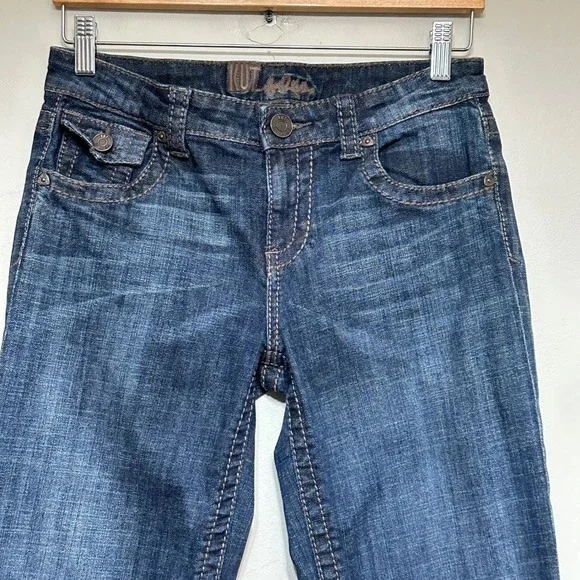 Kut From the Kloth Bootcut Jeans Womens 4 Dark Wash Mid Rise Embroidered Stretch - Picture 2 of 14